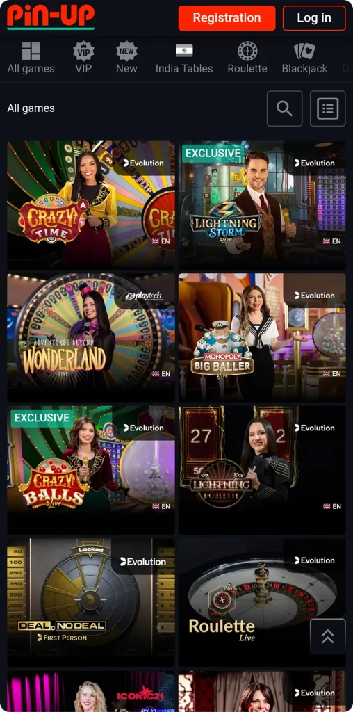 Pin up apk Live-dealers