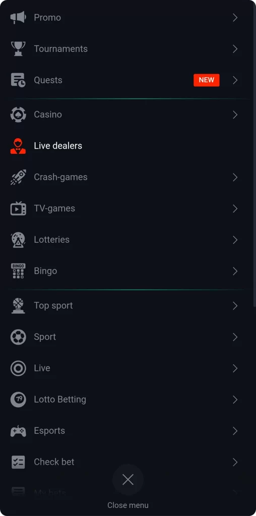 App menu