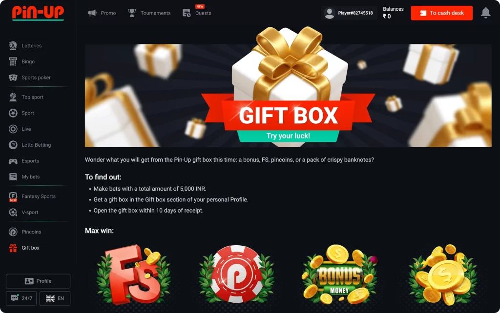 Gift-box Pin up casino